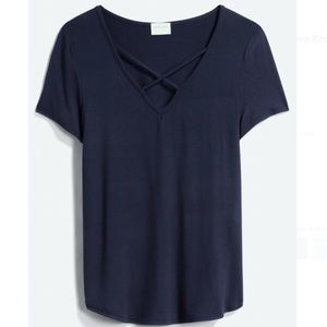 Emory Park Dulce Short Sleeve Knit Top, Size Medium